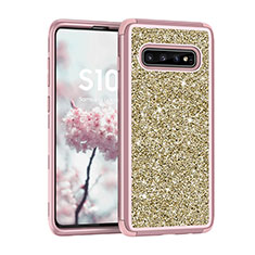 Funda Bumper Silicona y Plastico Carcasa Frontal y Trasera 360 Grados Bling-Bling para Samsung Galaxy S10 5G Rosa