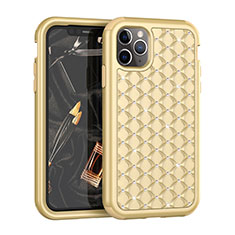 Funda Bumper Silicona y Plastico Carcasa Frontal y Trasera 360 Grados Bling-Bling U01 para Apple iPhone 11 Pro Max Oro