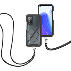 Funda Bumper Silicona y Plastico Carcasa Frontal y Trasera 360 Grados con Acollador Cordon Lanyard para Xiaomi Redmi K30S 5G Negro