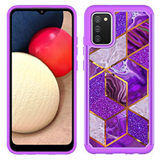 Funda Bumper Silicona y Plastico Carcasa Frontal y Trasera 360 Grados JX1 para Samsung Galaxy A02s Morado