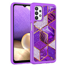 Funda Bumper Silicona y Plastico Carcasa Frontal y Trasera 360 Grados JX1 para Samsung Galaxy A32 4G Morado