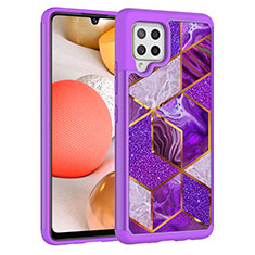 Funda Bumper Silicona y Plastico Carcasa Frontal y Trasera 360 Grados JX1 para Samsung Galaxy A42 5G Morado