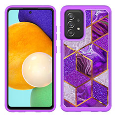 Funda Bumper Silicona y Plastico Carcasa Frontal y Trasera 360 Grados JX1 para Samsung Galaxy A52 5G Morado