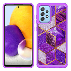 Funda Bumper Silicona y Plastico Carcasa Frontal y Trasera 360 Grados JX1 para Samsung Galaxy A72 4G Morado