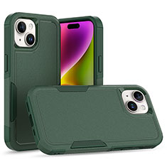 Funda Bumper Silicona y Plastico Carcasa Frontal y Trasera 360 Grados MQ1 para Apple iPhone 14 Plus Verde Noche