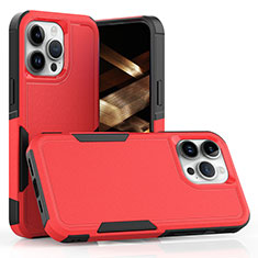 Funda Bumper Silicona y Plastico Carcasa Frontal y Trasera 360 Grados MQ1 para Apple iPhone 15 Pro Max Rojo