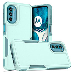 Funda Bumper Silicona y Plastico Carcasa Frontal y Trasera 360 Grados MQ1 para Motorola MOTO G52 Cian