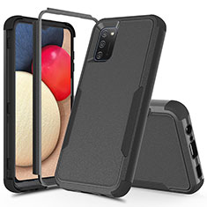 Funda Bumper Silicona y Plastico Carcasa Frontal y Trasera 360 Grados MQ1 para Samsung Galaxy A03s Negro