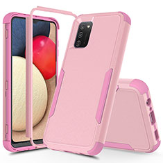 Funda Bumper Silicona y Plastico Carcasa Frontal y Trasera 360 Grados MQ1 para Samsung Galaxy A03s Oro Rosa