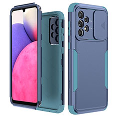 Funda Bumper Silicona y Plastico Carcasa Frontal y Trasera 360 Grados MQ1 para Samsung Galaxy A33 5G Azul Cielo