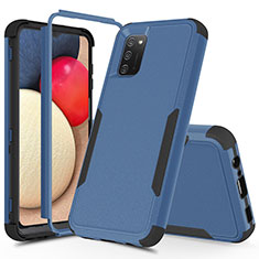 Funda Bumper Silicona y Plastico Carcasa Frontal y Trasera 360 Grados MQ1 para Samsung Galaxy F02S SM-E025F Azul y Negro