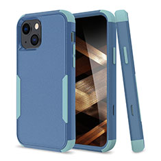 Funda Bumper Silicona y Plastico Carcasa Frontal y Trasera 360 Grados para Apple iPhone 15 Plus Azul Cielo