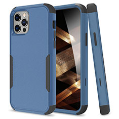 Funda Bumper Silicona y Plastico Carcasa Frontal y Trasera 360 Grados para Apple iPhone 15 Pro Azul y Negro