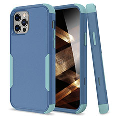 Funda Bumper Silicona y Plastico Carcasa Frontal y Trasera 360 Grados para Apple iPhone 15 Pro Max Azul Cielo