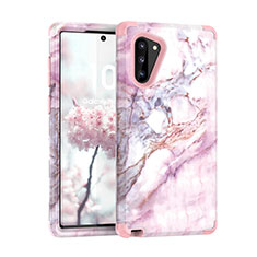 Funda Bumper Silicona y Plastico Carcasa Frontal y Trasera 360 Grados para Samsung Galaxy Note 10 Oro Rosa