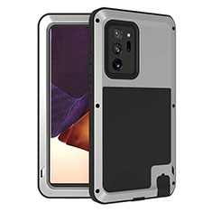 Funda Bumper Silicona y Plastico Carcasa Frontal y Trasera 360 Grados para Samsung Galaxy Note 20 Ultra 5G Gris