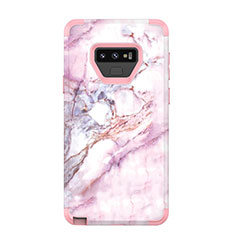 Funda Bumper Silicona y Plastico Carcasa Frontal y Trasera 360 Grados para Samsung Galaxy Note 9 Oro Rosa