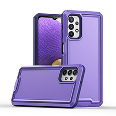 Funda Bumper Silicona y Plastico Carcasa Frontal y Trasera 360 Grados Q01W para Samsung Galaxy A32 4G Morado