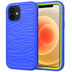 Funda Bumper Silicona y Plastico Carcasa Frontal y Trasera 360 Grados R01 para Apple iPhone 12 Azul
