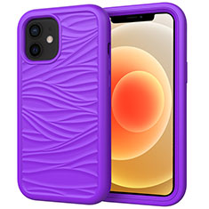 Funda Bumper Silicona y Plastico Carcasa Frontal y Trasera 360 Grados R01 para Apple iPhone 12 Mini Morado