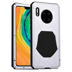 Funda Bumper Silicona y Plastico Carcasa Frontal y Trasera 360 Grados R01 para Huawei Mate 30E Pro 5G Plata