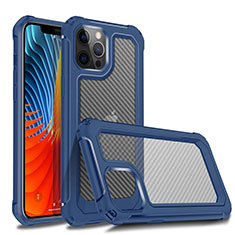 Funda Bumper Silicona y Plastico Carcasa Frontal y Trasera 360 Grados R02 para Apple iPhone 12 Pro Max Azul