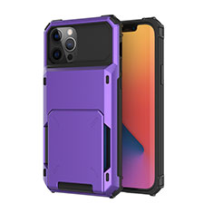 Funda Bumper Silicona y Plastico Carcasa Frontal y Trasera 360 Grados R03 para Apple iPhone 12 Pro Morado