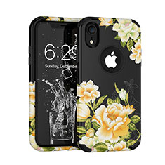 Funda Bumper Silicona y Plastico Carcasa Frontal y Trasera 360 Grados U01 para Apple iPhone XR Negro