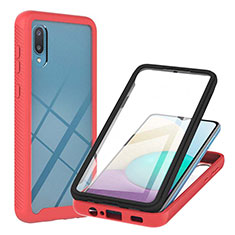 Funda Bumper Silicona y Plastico Carcasa Frontal y Trasera 360 Grados U02 para Samsung Galaxy M02 Rojo