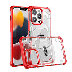 Funda Bumper Silicona y Plastico Carcasa Frontal y Trasera 360 Grados U03 para Apple iPhone 13 Pro Max Rojo