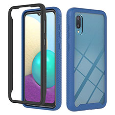 Funda Bumper Silicona y Plastico Carcasa Frontal y Trasera 360 Grados U03 para Samsung Galaxy A02 Azul