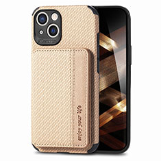 Funda Bumper Silicona y Plastico Carcasa Frontal y Trasera 360 Grados U05 para Apple iPhone 15 Plus Oro