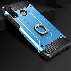 Funda Bumper Silicona y Plastico Mate Carcasa con Anillo de dedo Soporte H01 para Huawei P30 Lite XL Azul