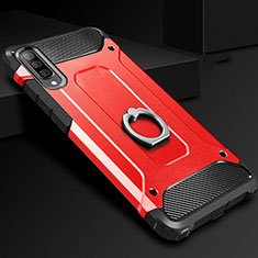 Funda Bumper Silicona y Plastico Mate Carcasa con Anillo de dedo Soporte H01 para Samsung Galaxy A90 5G Rojo