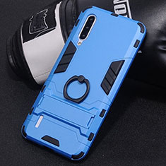 Funda Bumper Silicona y Plastico Mate Carcasa con Anillo de dedo Soporte H01 para Xiaomi Mi A3 Azul Cielo