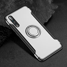 Funda Bumper Silicona y Plastico Mate Carcasa con Anillo de dedo Soporte para Huawei P20 Pro Blanco