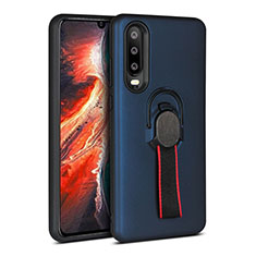 Funda Bumper Silicona y Plastico Mate Carcasa con Anillo de dedo Soporte para Huawei P30 Azul