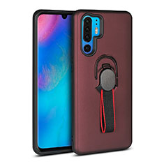 Funda Bumper Silicona y Plastico Mate Carcasa con Anillo de dedo Soporte para Huawei P30 Pro New Edition Marron