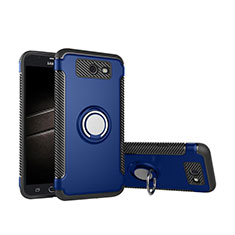 Funda Bumper Silicona y Plastico Mate Carcasa con Anillo de dedo Soporte para Samsung Galaxy J5 (2017) Version Americaine Azul