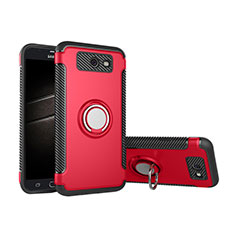 Funda Bumper Silicona y Plastico Mate Carcasa con Anillo de dedo Soporte para Samsung Galaxy J5 (2017) Version Americaine Rojo