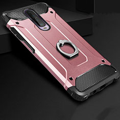 Funda Bumper Silicona y Plastico Mate Carcasa con Anillo de dedo Soporte para Xiaomi Redmi K30i 5G Oro Rosa