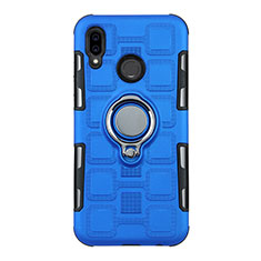 Funda Bumper Silicona y Plastico Mate Carcasa con Anillo de dedo Soporte S01 para Huawei P20 Lite Azul