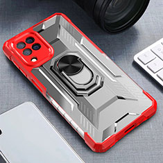 Funda Bumper Silicona y Plastico Mate Carcasa con Magnetico Anillo de dedo Soporte J01S para Samsung Galaxy A22 4G Rojo