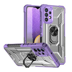 Funda Bumper Silicona y Plastico Mate Carcasa con Magnetico Anillo de dedo Soporte J01S para Samsung Galaxy A32 5G Morado