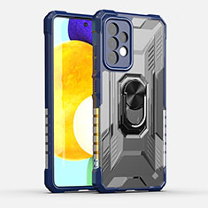 Funda Bumper Silicona y Plastico Mate Carcasa con Magnetico Anillo de dedo Soporte J01S para Samsung Galaxy A52 4G Azul