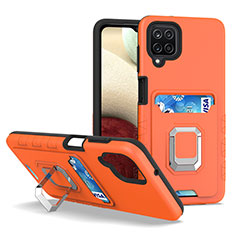 Funda Bumper Silicona y Plastico Mate Carcasa con Magnetico Anillo de dedo Soporte J01S para Samsung Galaxy M12 Naranja