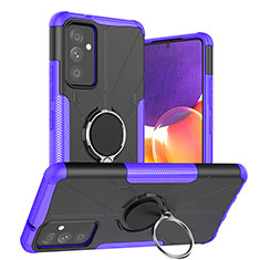 Funda Bumper Silicona y Plastico Mate Carcasa con Magnetico Anillo de dedo Soporte J01X para Samsung Galaxy A24 4G Morado