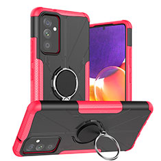 Funda Bumper Silicona y Plastico Mate Carcasa con Magnetico Anillo de dedo Soporte J01X para Samsung Galaxy A24 4G Rosa Roja