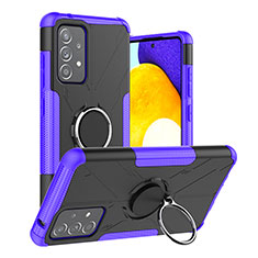 Funda Bumper Silicona y Plastico Mate Carcasa con Magnetico Anillo de dedo Soporte J01X para Samsung Galaxy A52 4G Morado