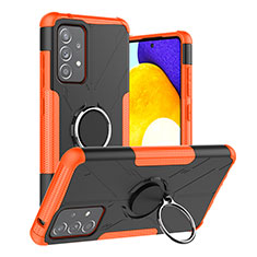 Funda Bumper Silicona y Plastico Mate Carcasa con Magnetico Anillo de dedo Soporte J01X para Samsung Galaxy A52 4G Naranja